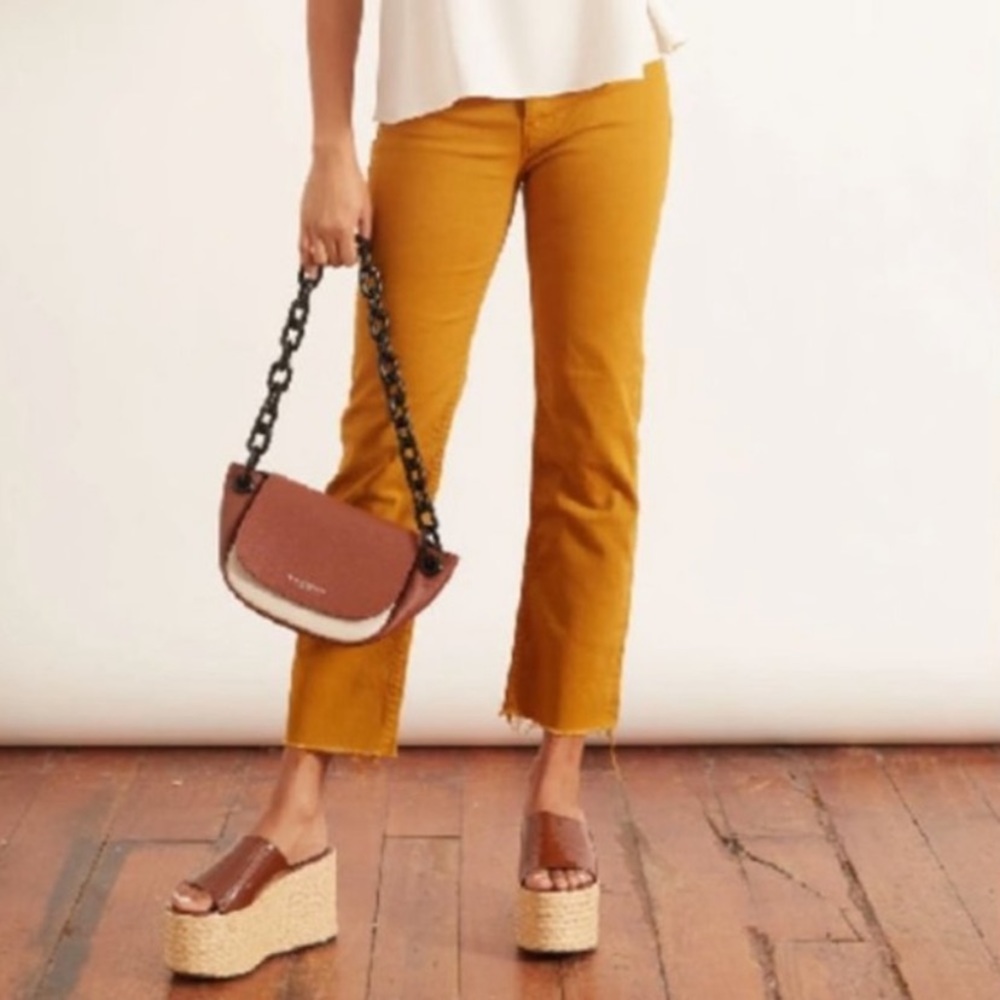 Mother Jeans Tomcat Ankle Fray in Buckthorn Brown